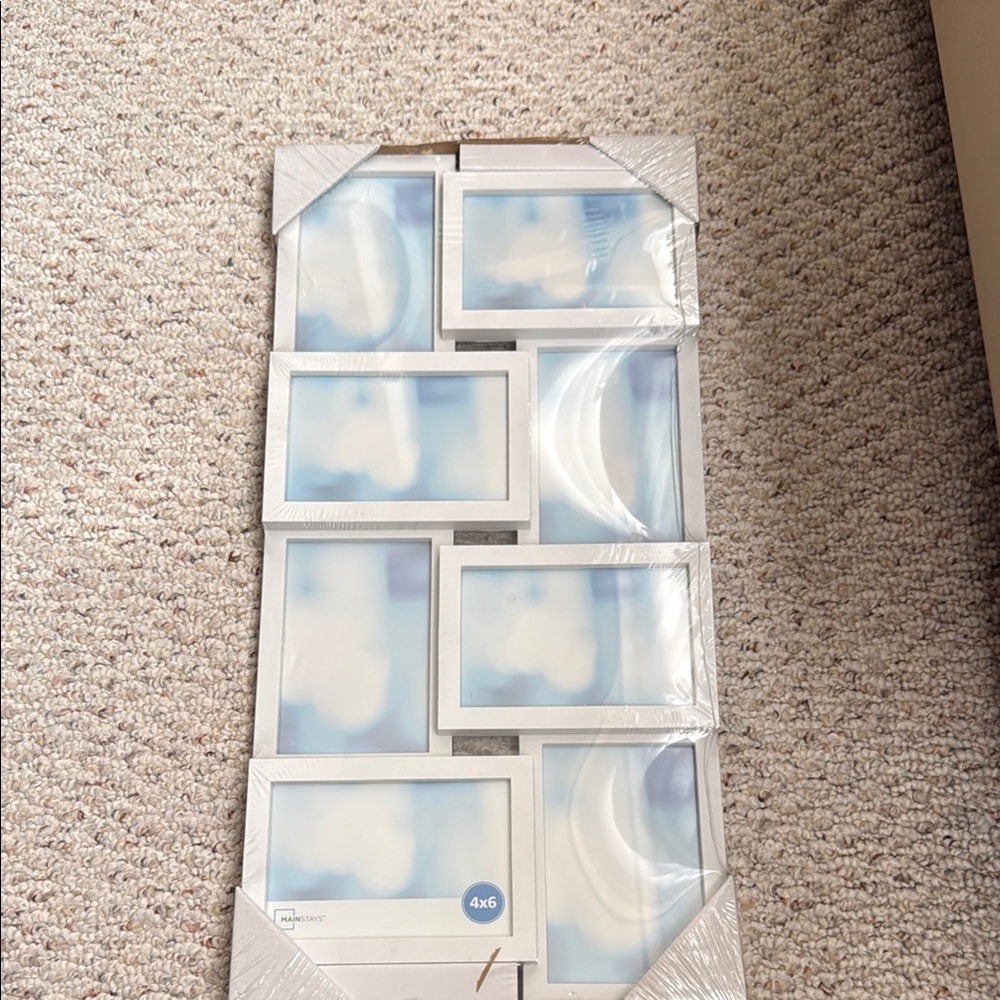White Collage Picture Frame mainstay 4x6 stands horizontal or vertical  unsealed